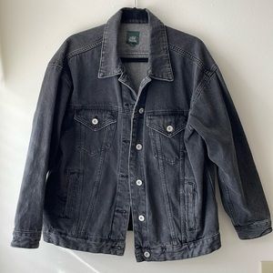 Women's Oversized Black Denim Trucker Jacket - Wild Fable™